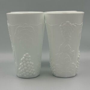 4 Indiana Glass Colony Harvest Grape Milk Glass Coolers